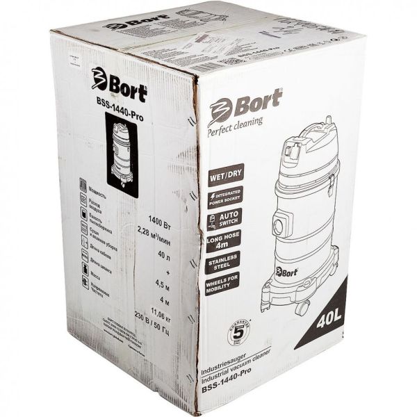 Строительный пылесос Bort BSS-1440-Pro 1400 Вт серый